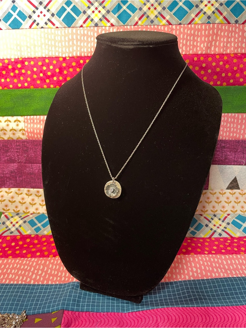 Silpada Silver Flower Disc Necklace